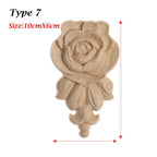 Unpainted Wood Carved Rose Flower Applique Furniture Ornament Wood Carved Applique Richie's type 7-10cmX6cm-