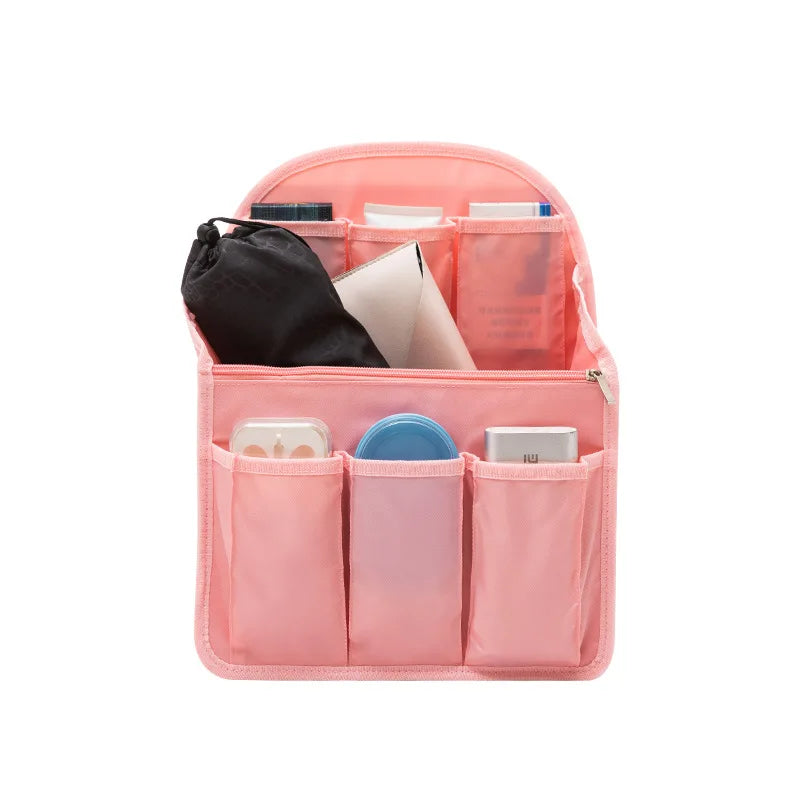 High Capacity Makeup Organizer Insert Bag – Travel & Handbag Cosmetic Organizer Bag Richie's pink A style XL