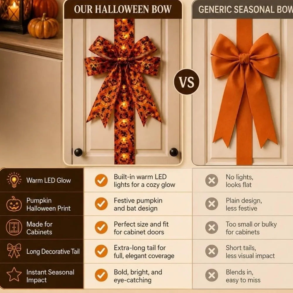 Halloween Printed Bow Decoration with Long Hanging Tails Halloween Bow Decoration Richie's