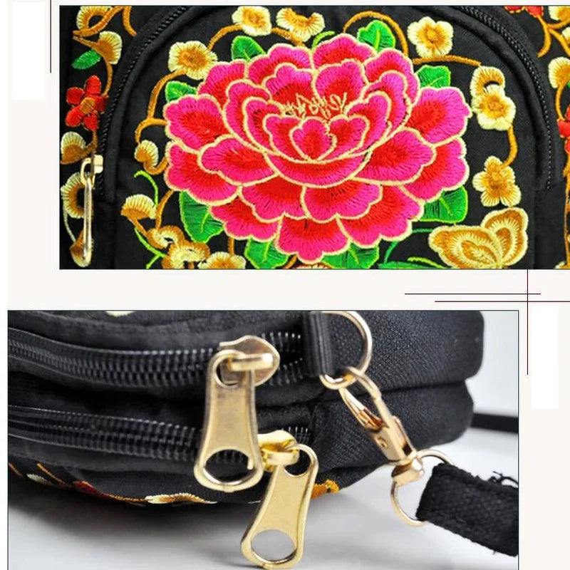 Vintage Boho Hmong Embroidery Women's Canvas Shoulder Bag Embroidery Shoulder Bag Richie's