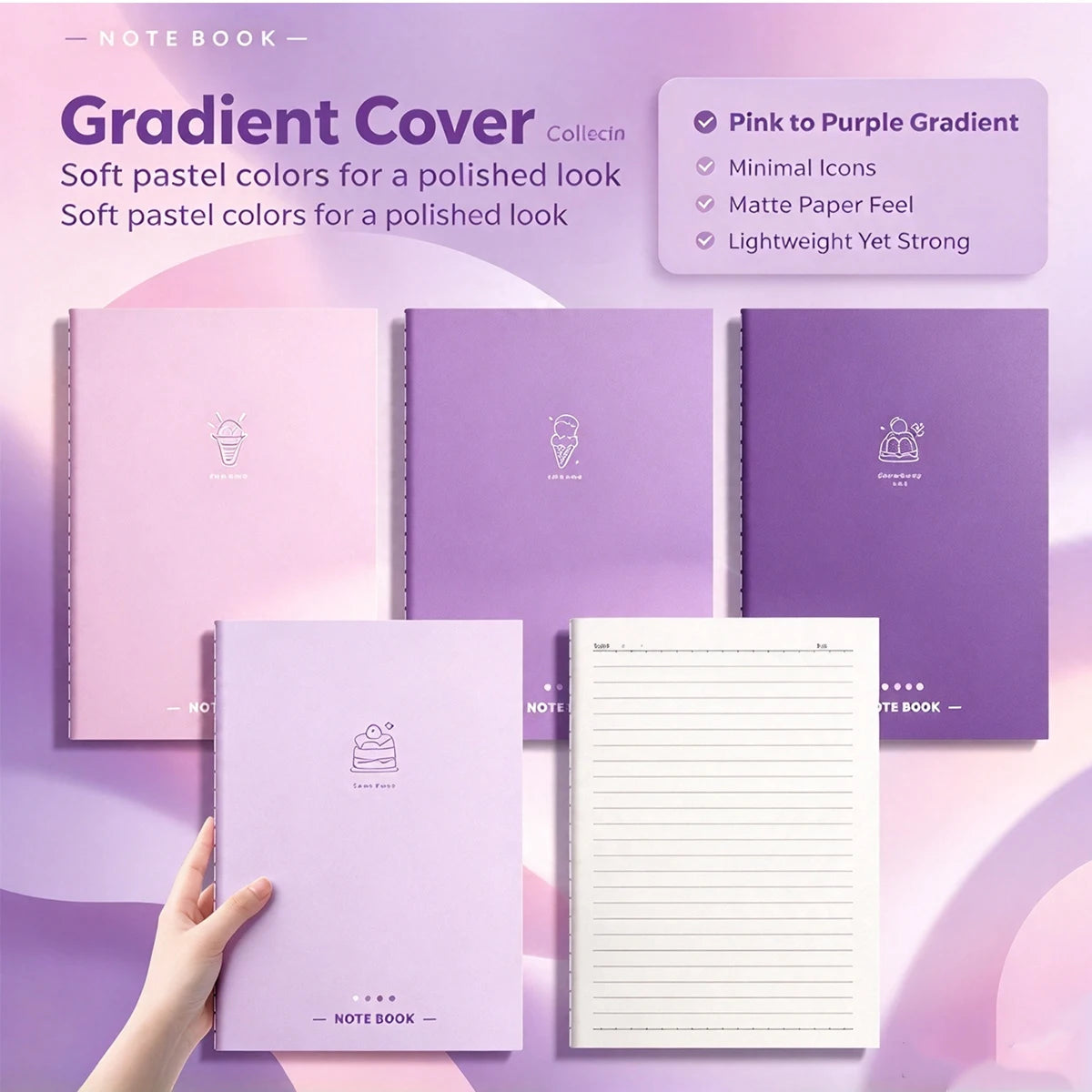 Gradient Cover B5 Stitched Notebook – Thick Lined Journal Ruled Notebook Richie's