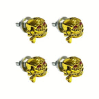 4Pcs 3D Skull License Plate Bolts for Cars & Motorcycles License Plate Fasteners Richie's Gold 4pcs