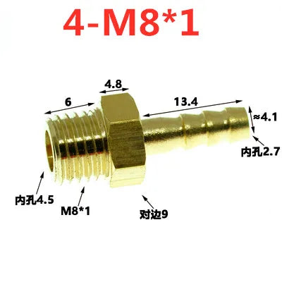 Brass Barb Hose Fittings Male Metric M5 M6 M8 Thread Connector Brass Pipe Fitting Richie's 4mm to M8x1