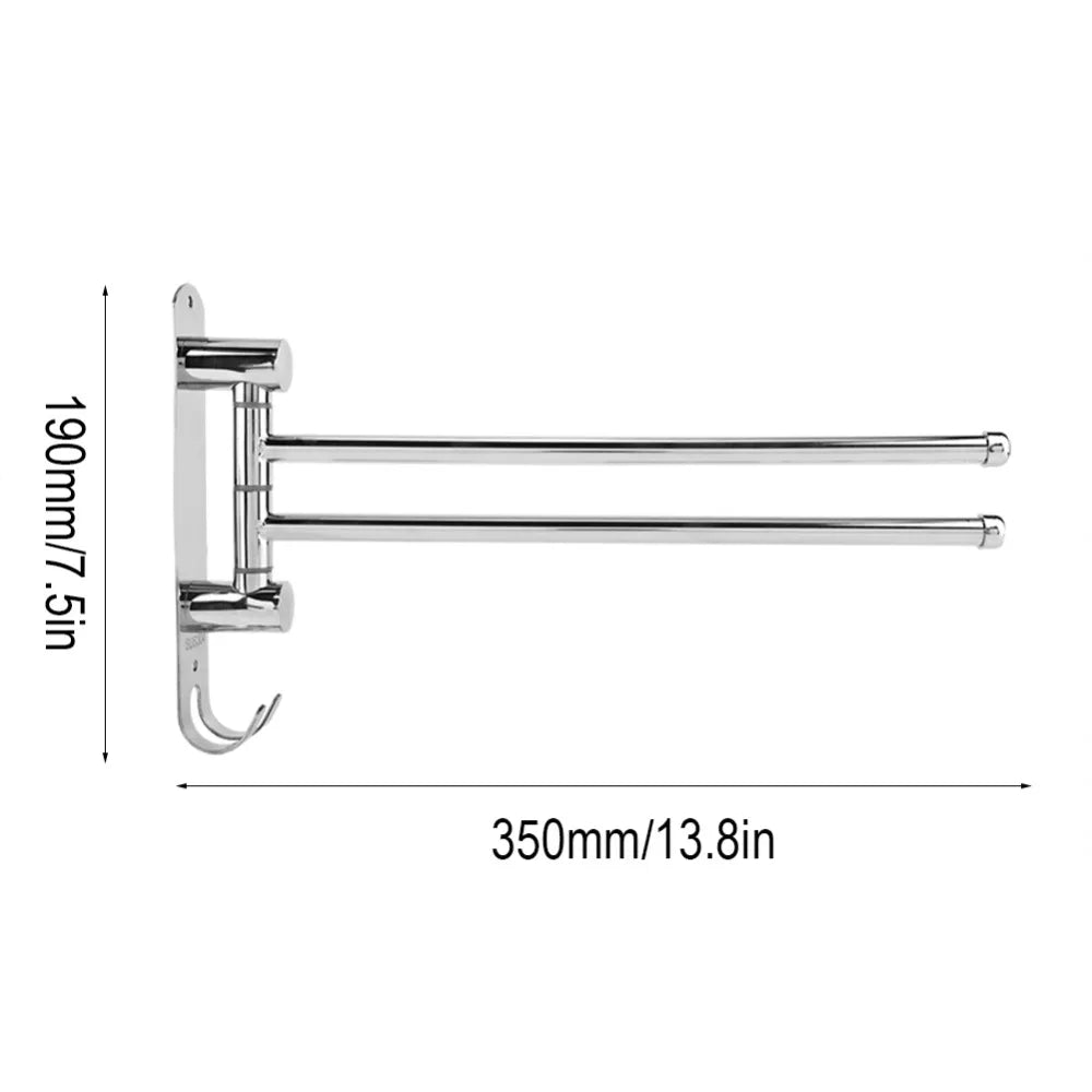 Stainless Steel Swivel Towel Rack – Wall Mounted Double Bar Swivel Towel Rack Richie's