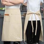 Canvas Half Apron Multi-Pocket Waterproof Kitchen Restaurant Kitchen Apron Richie's Khaki-Long