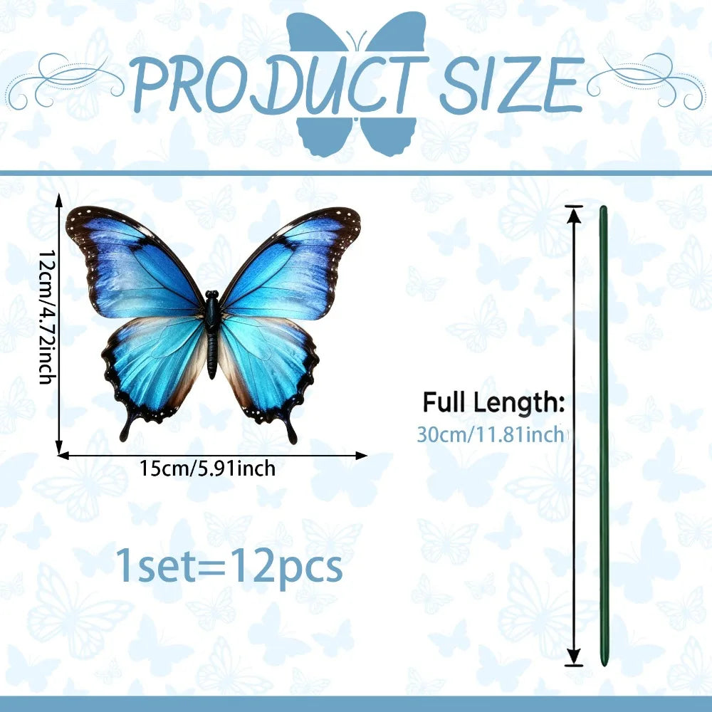 12PCS 3D Multicolor Butterfly Garden Stakes – Indoor & Outdoor Garden Stakes Richie's PY30000