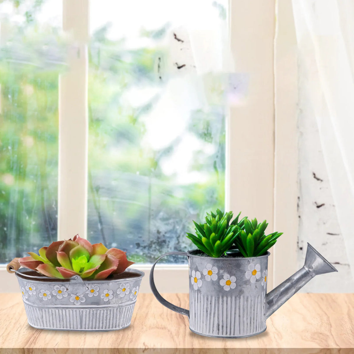 Retro Iron Flower Bucket Vintage Garden Pail & Sprinkler Set Garden Planter Bucket Richie's