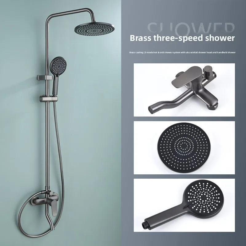 Brass Rain Shower System Set – Gun Gray Constant Temperature Rain Shower System Richie's 2
