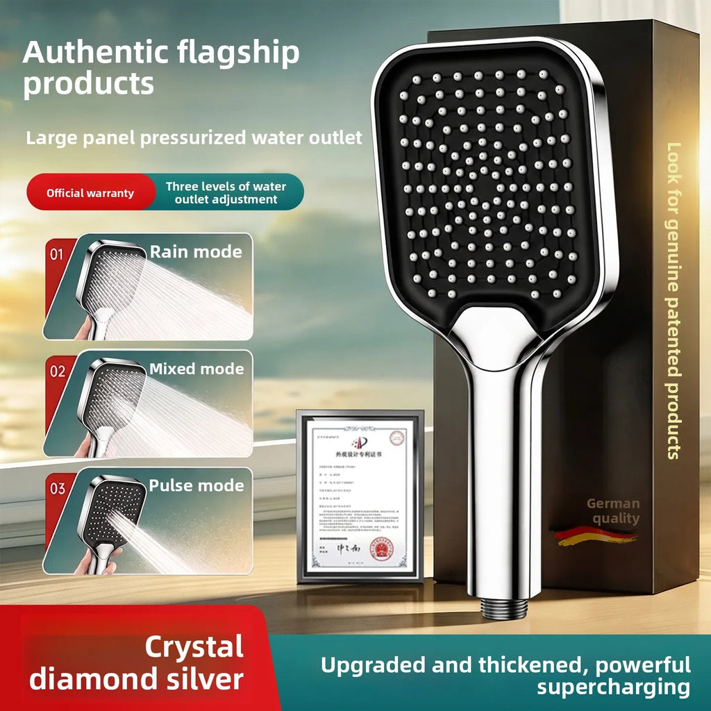 Pressurized Shower Head Set – High-Flow ABS Bathroom Kit Pressurized Shower Set Richie's silver