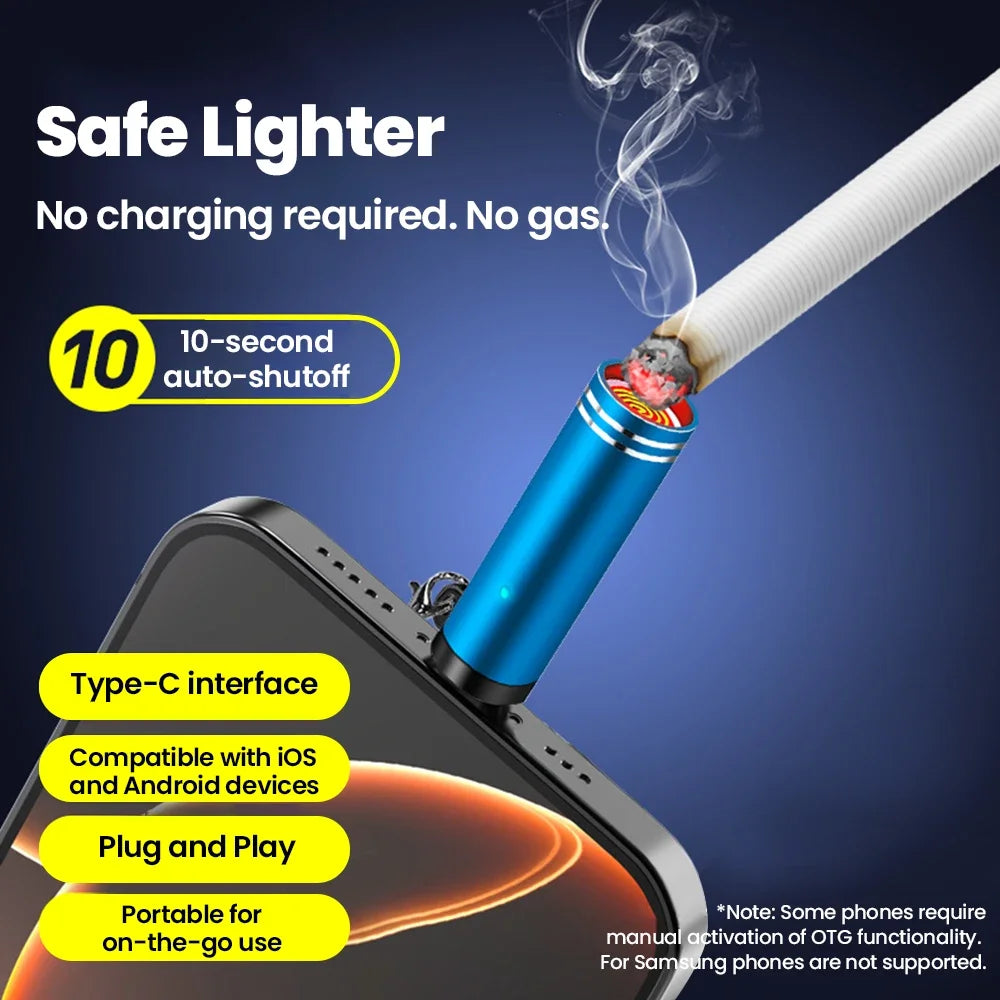 Type-C Mini Portable Windproof Lighter – Flameless USB Air Jet USB Flameless Lighter Richie's