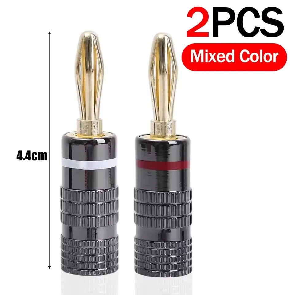Gold-Plated 4mm Banana Plugs Solder-Free Screw Lock | FUCHU Audio Banana Plug Richie's 2PCS