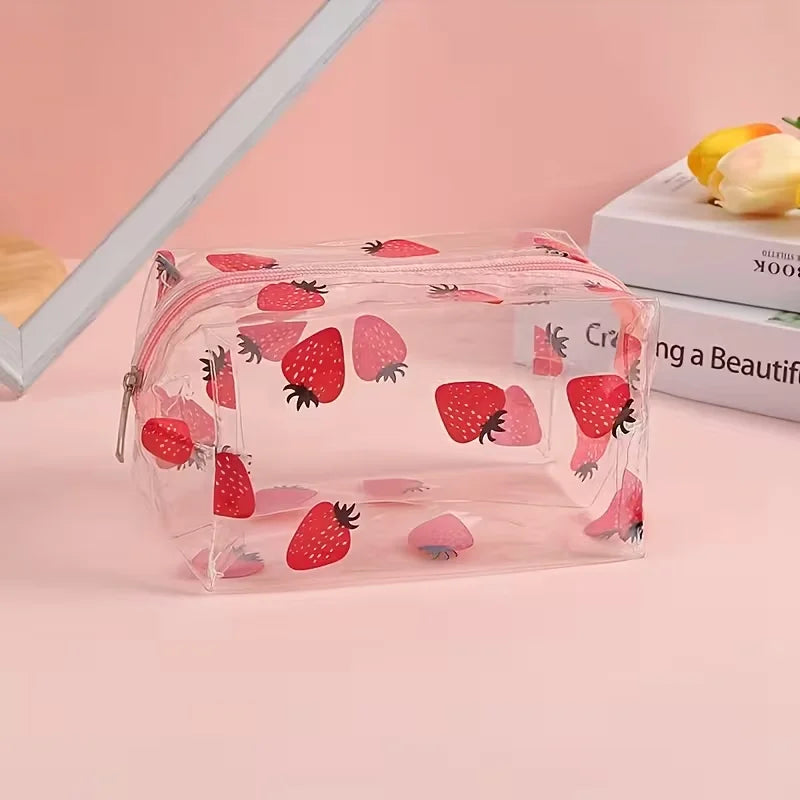 Clear PVC Strawberry Pencil Case – Large Capacity Makeup Bag Pencil Case Richie's