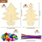 70-Piece DIY Wooden Christmas Tree Craft Set – Paint & Build DIY Wood Craft Kit Richie's 70pcs