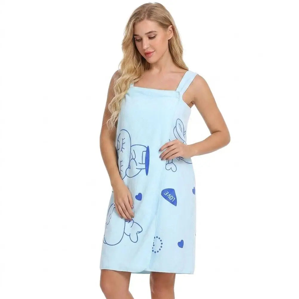 Wearable Microfiber Bath Towel Wrap – Soft Shower Robe Wearable Bath Wrap Richie's Blue