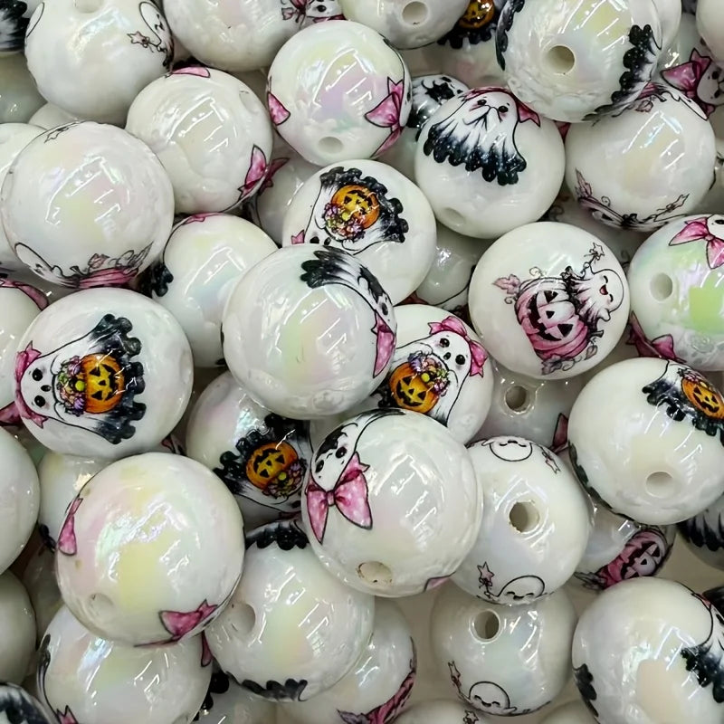40pcs Iridescent Ghost Acrylic Beads 16mm Halloween DIY Craft Craft Beads Richie's