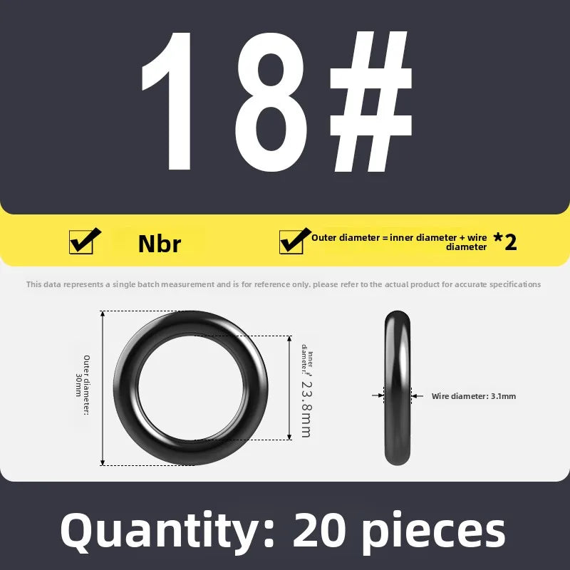 Kande Nitrile O-Ring Set 20-30pcs 1.4-26.5mm Oil Seal Gasket Rubber O-Ring Set Richie's 23.8x3.1 20pcs