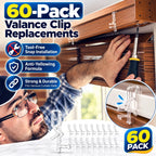 60-Pack Curtain Track Clips – Clear & Silver Snap-In Valance Clips Curtain Track Clips Richie's