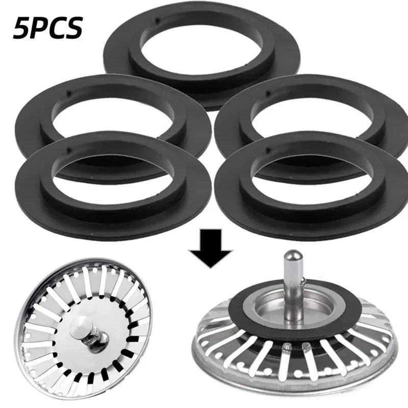 5-Pack Rubber Seal Gasket for Sink Drain Basket Strainer Drain Seal Gasket Richie's