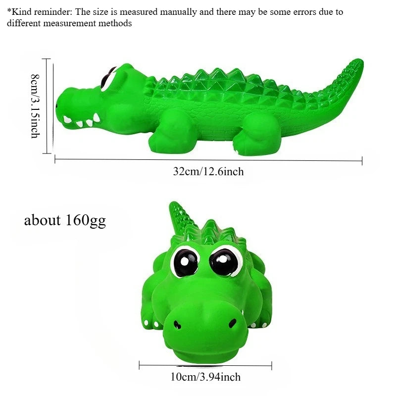 Crocodile Squeaky Dog Chew Toy – Durable Rubber Latex Dog Chew Toy Richie's Green-L-1pc