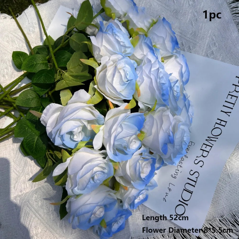 Silk Artificial Rose – 8 Colors for Party & Home Decor Artificial Silk Flowers Richie's Blue