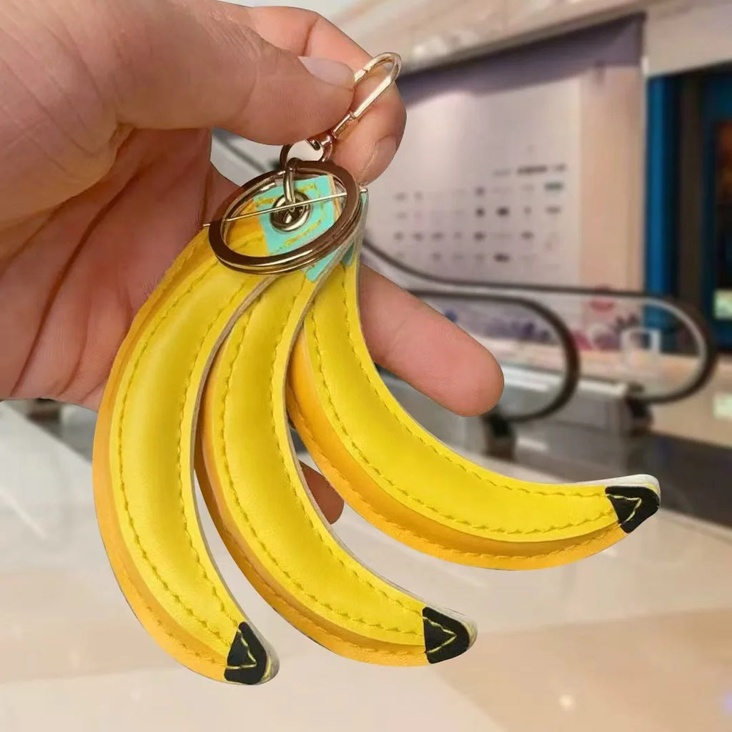 Cute Leather Banana Fruit Charm Keyring – Bag Accessory Gift Bag Charm Keyring Richie's Yellow