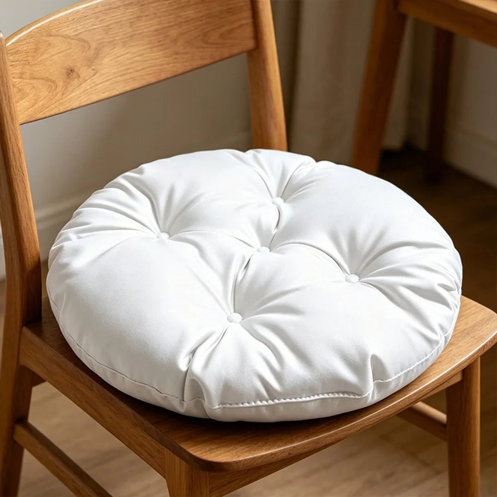 Round Silk Chair Cushion Non-Slip Tatami Seat Pad Home & Office Chair Cushion Richie's White