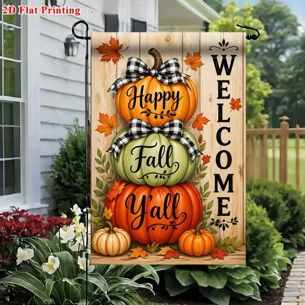 Welcome Fall Pumpkins Garden Flag – Double-Sided Outdoor Garden Flag Richie's