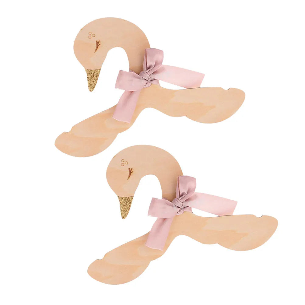 Swan Bowknot Wooden Kids Clothes Hangers Set of 2 – Coats & Dresses Kids Clothes Hangers Richie's