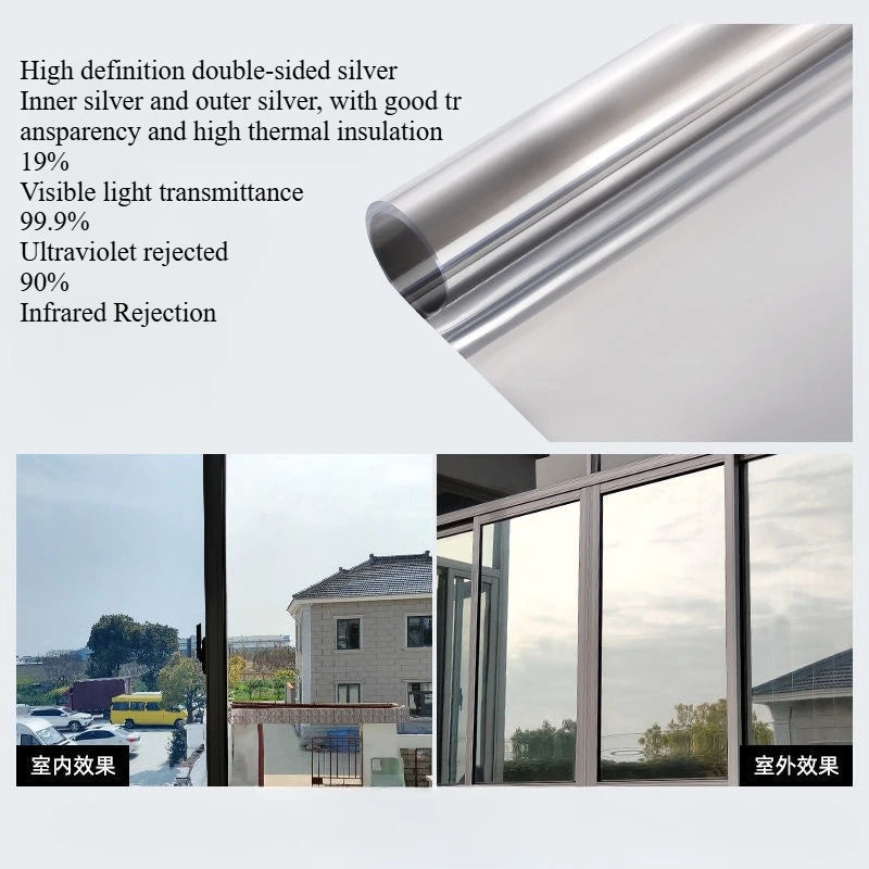 One-Way Privacy Window Film — UV Blocking Heat Insulating 2mil Privacy Window Film Richie's Double sided silver 50cmX5m