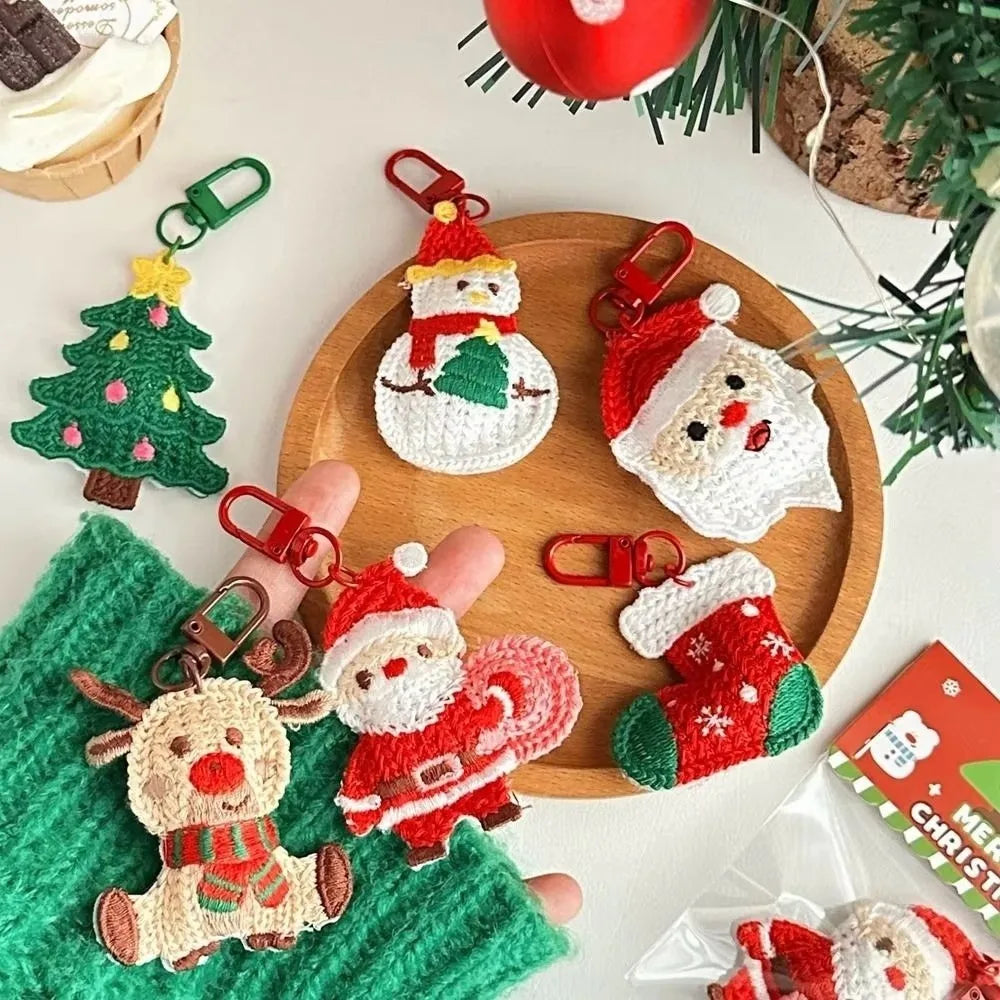 Handmade Christmas Woven Keychain Pendant – Santa & Tree Charm Christmas Keychain Pendant Richie's