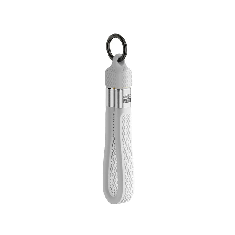 USB4 Type-C Cable 40Gbps 8K 240W PD E-Marker + Keychain USB-C Cable Richie's White