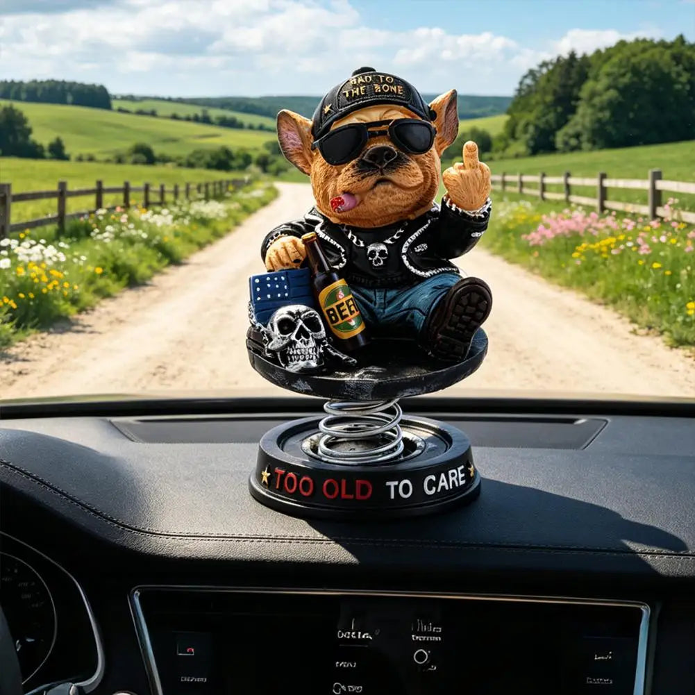 French Bulldog Biker Shaking Head Car Dashboard Ornament Dashboard Ornament Richie's