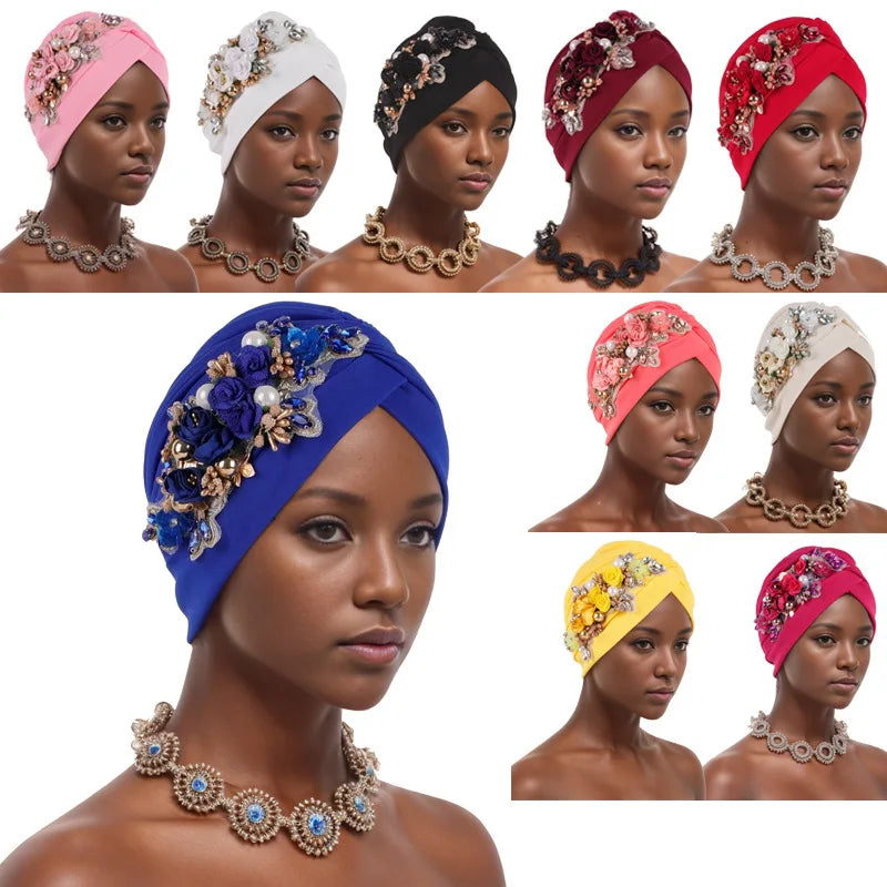 Women's Diamond Turban Cap – Muslim Hijab Bonnet Head Wrap Turban Hijab Cap Richie's
