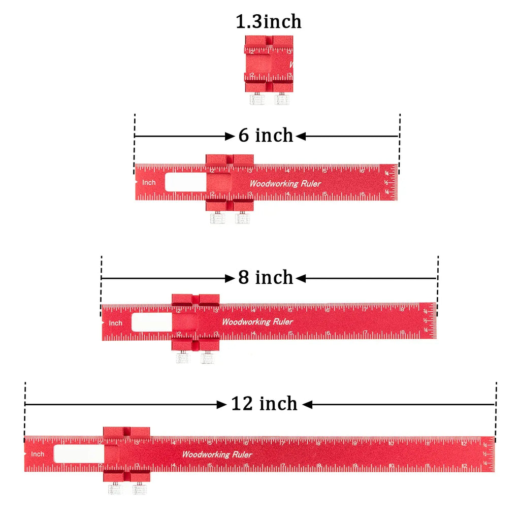 Precision Pocket Ruler 6/8/12 Inch Metal Slide Stop Marking Rule Woodworking Ruler Richie's