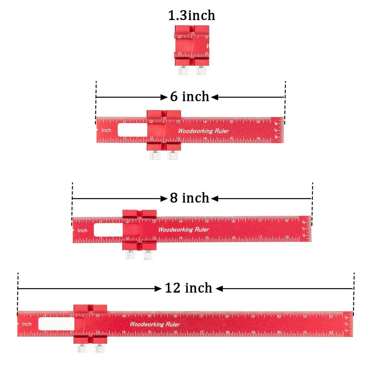 Precision Pocket Ruler 6/8/12 Inch Metal Slide Stop Marking Rule Woodworking Ruler Richie's
