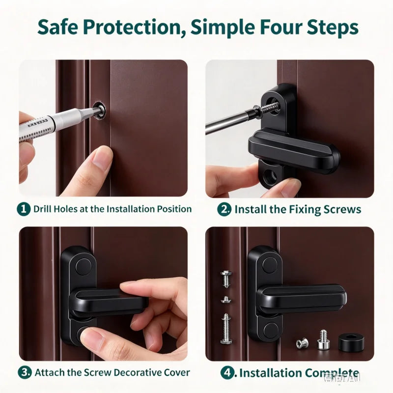 Zinc Alloy T-Shape Window & Door Sash Lock Security Buckle Window Door Lock Richie's