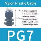 10Pcs IP68 Waterproof Cable Gland PG7 PG9 Nylon Connector Cable Gland Connector Richie's 10pcs PG7 Black