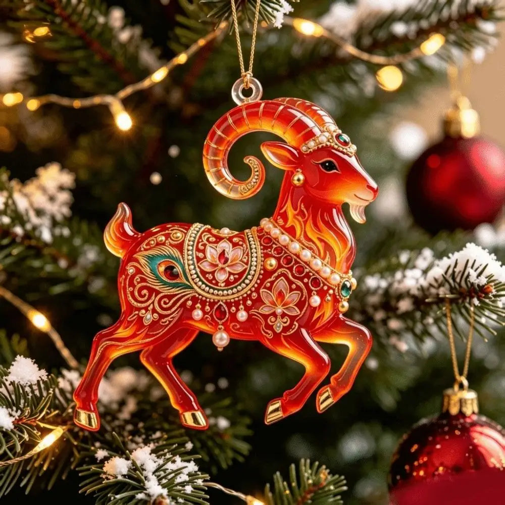 Rhinestone Goat Hanging Ornament – Acrylic Festive Pendant Christmas Ornament Richie's