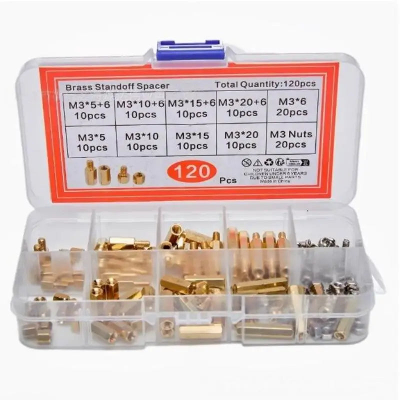 120pcs M3 Brass Hex Standoff Spacer Kit with Screws & Nuts PCB Standoff Kit Richie's