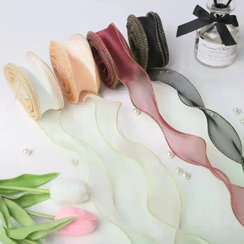 10 Yards Organza Wavy Edge Ribbon 4cm – Bouquet & Gift Wrap Craft Ribbon Richie's
