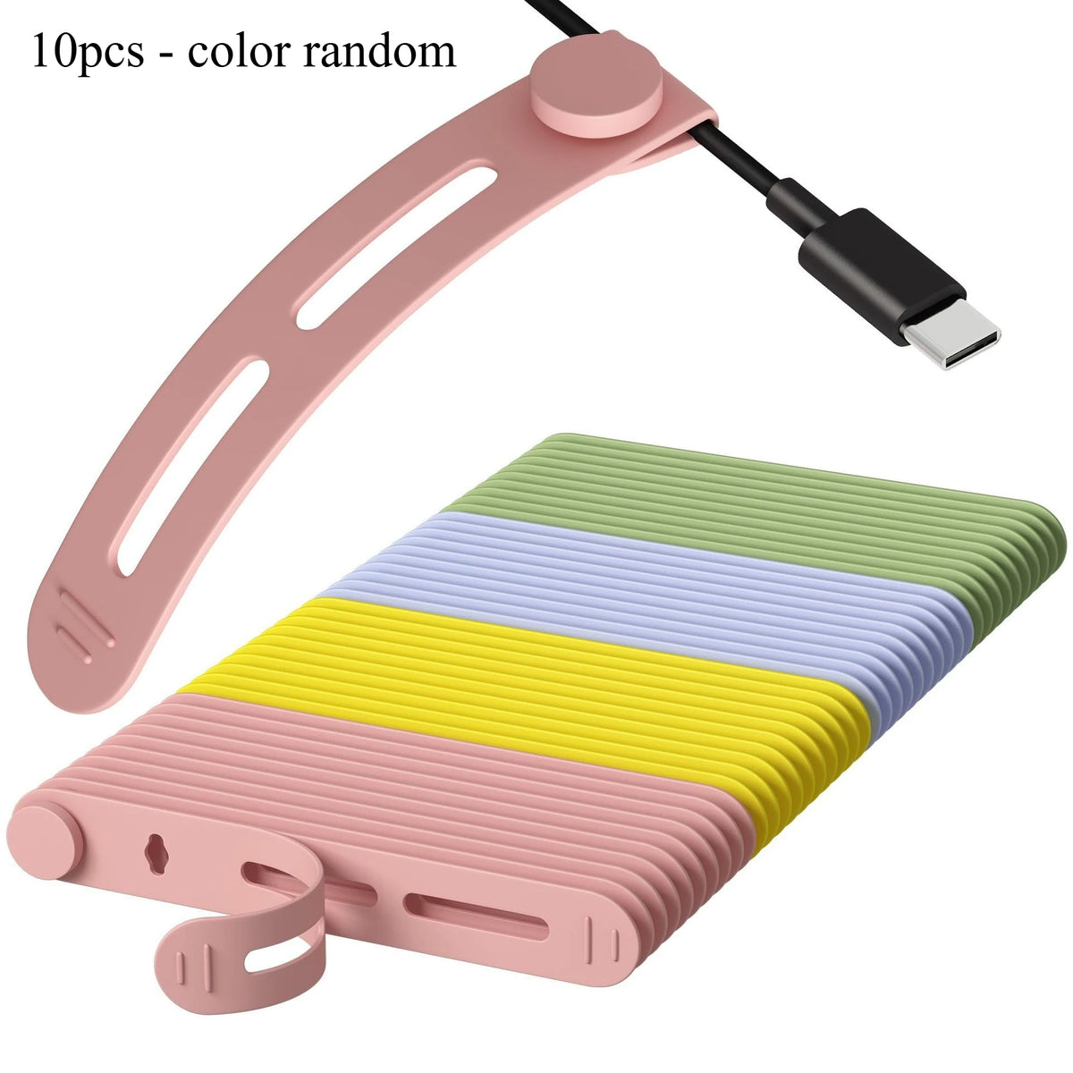 Portable Silicone Cable Organizer Straps – 5/10 Pack Cable Organizer Straps Richie's 10pcs - color random
