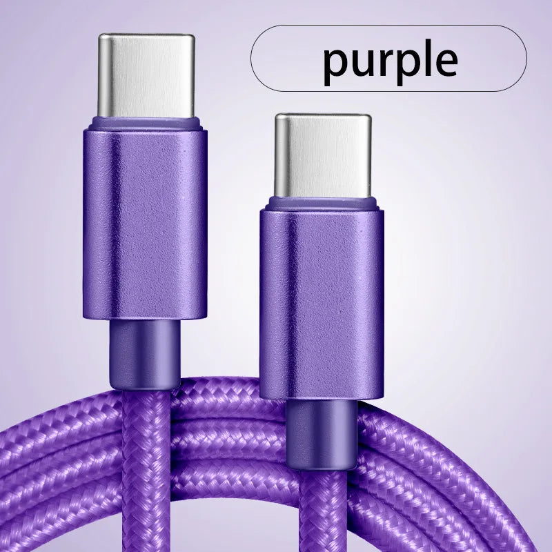 66W USB-C Fast Charging Nylon Braided Cable 1m 2m 3m USB-C Charging Cable Richie's Purple 3m