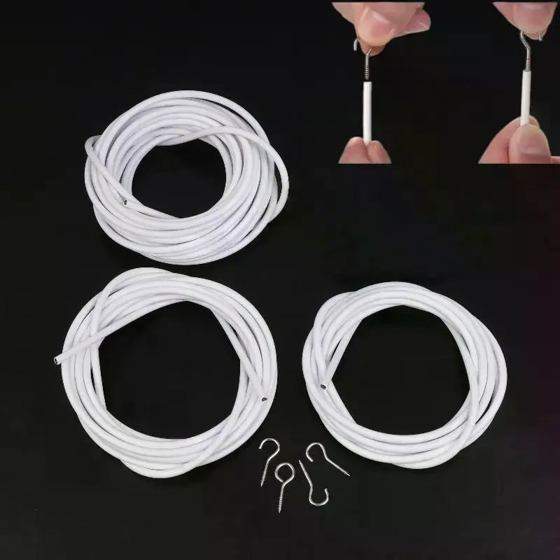Curtain Spring Wire 2–6M with Hooks & Eyes | Easy Wall Hanging Curtain Wire Kit Richie's