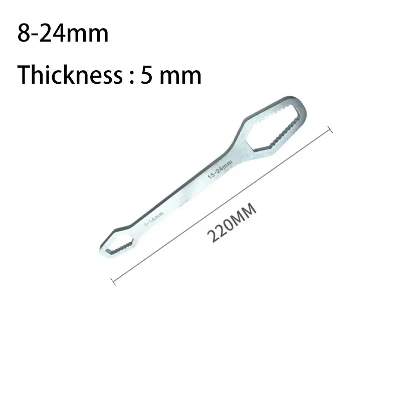 Universal Double-Head Self-Tightening Adjustable Wrench | FATCOOL Adjustable Wrench Richie's 8-24 5mm Silver