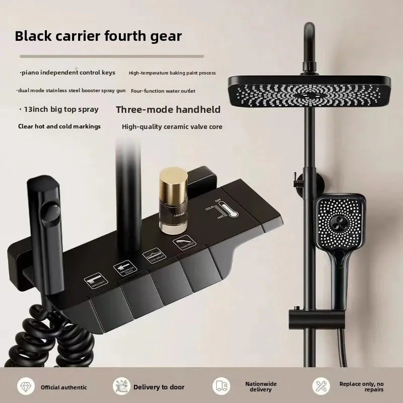 Gun Gray Brass Shower System – Piano Button Pressurized Nozzle Set Shower System Set Richie's copper-2