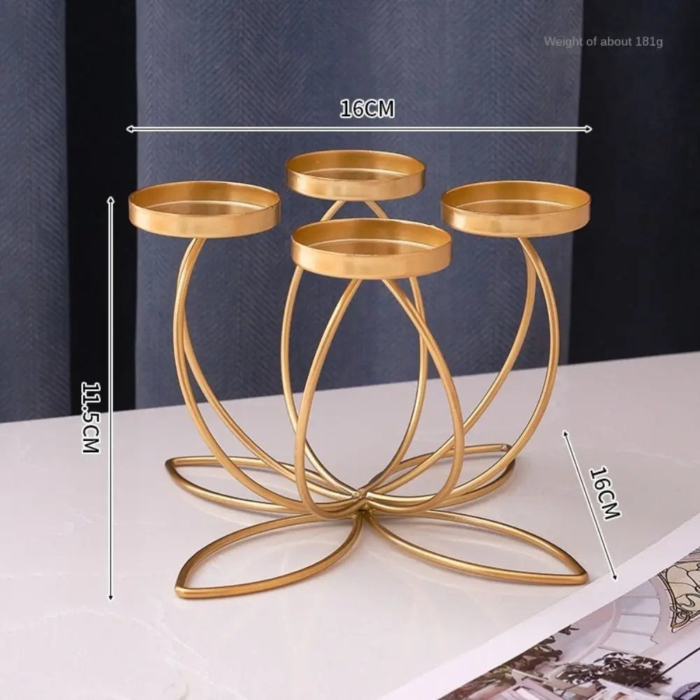 Modern Iron Candlestick Holder – Retro Gold & Black Table Decor Candlestick Holder Richie's Gold-4 Head