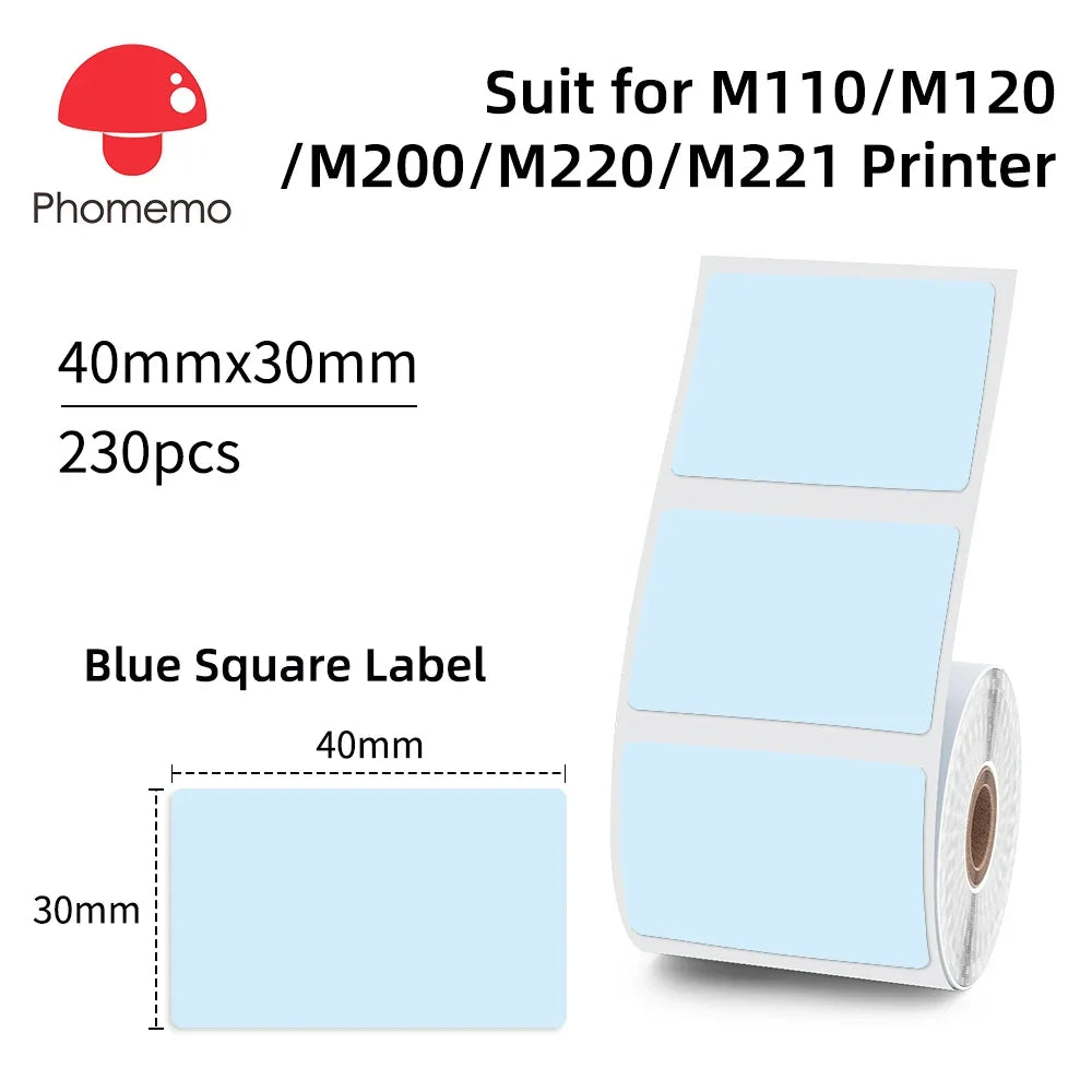 Waterproof Thermal Labels 40x30mm for Phomemo M110 M200 Printers Thermal Label Roll Richie's XP4030-230BU