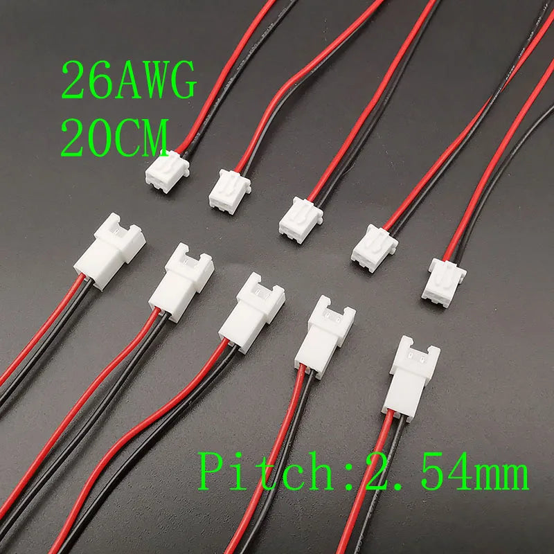 JST 2-Pin Connector Male Female – 1.25mm, 2.0mm & 2.54mm Pitch Wire Plug Connector Richie's Pitch 2.54mm 2Pin 10Pairs|Male Female