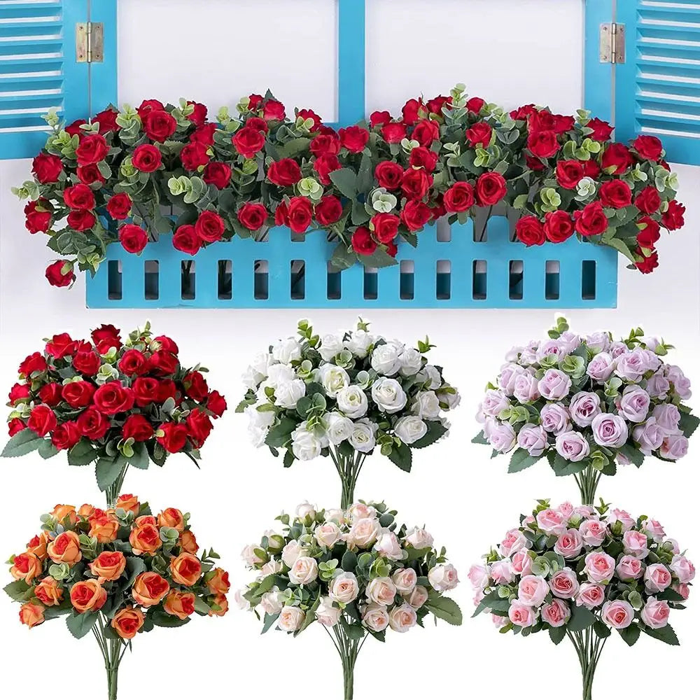 Artificial Eucalyptus Rose Bouquet – Lifelike Floral Décor Artificial Flower Bouquet Richie's