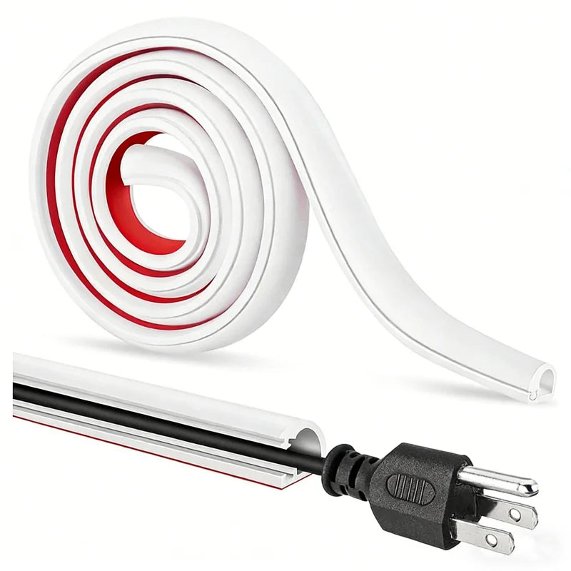 Floor Cable Cover Cord Management Channel 1M/3M PVC Wire Protector Cable Management Cover Richie's white 3M
